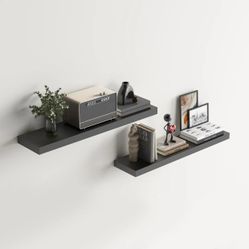 Homy Casa KARI BK Floating Wall Shelves 31.5" Set of 2 for Storage and Display