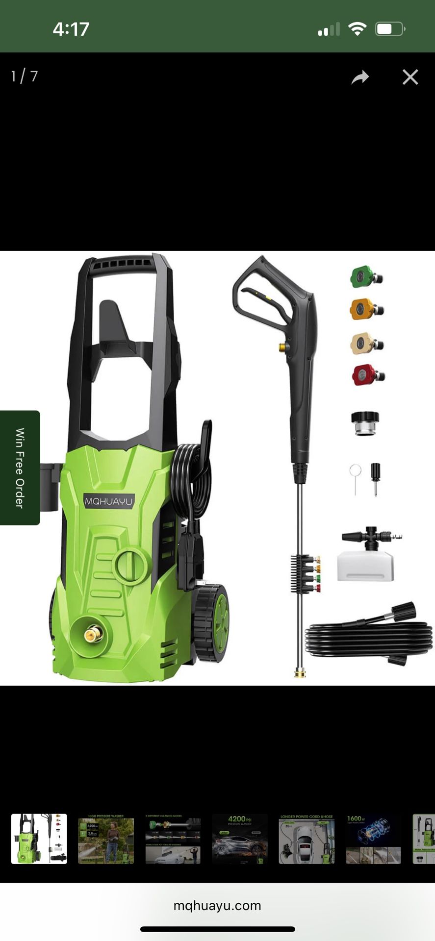 Mqhuayu 3000 PSI 2.8 GPM Electric Pressure Washer