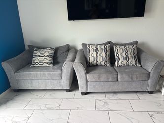 Gray Fabric Sofa and Loveseat Set