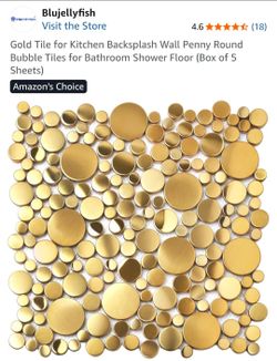 Gold Penny Round Bubble Mosaic Tile Sheets