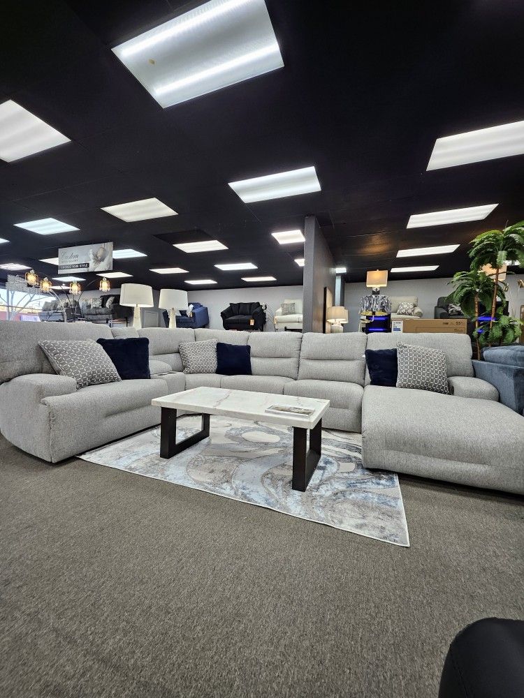 Six Piece Reclining Power Sectional! DFW Furniture Two Locations To Serve