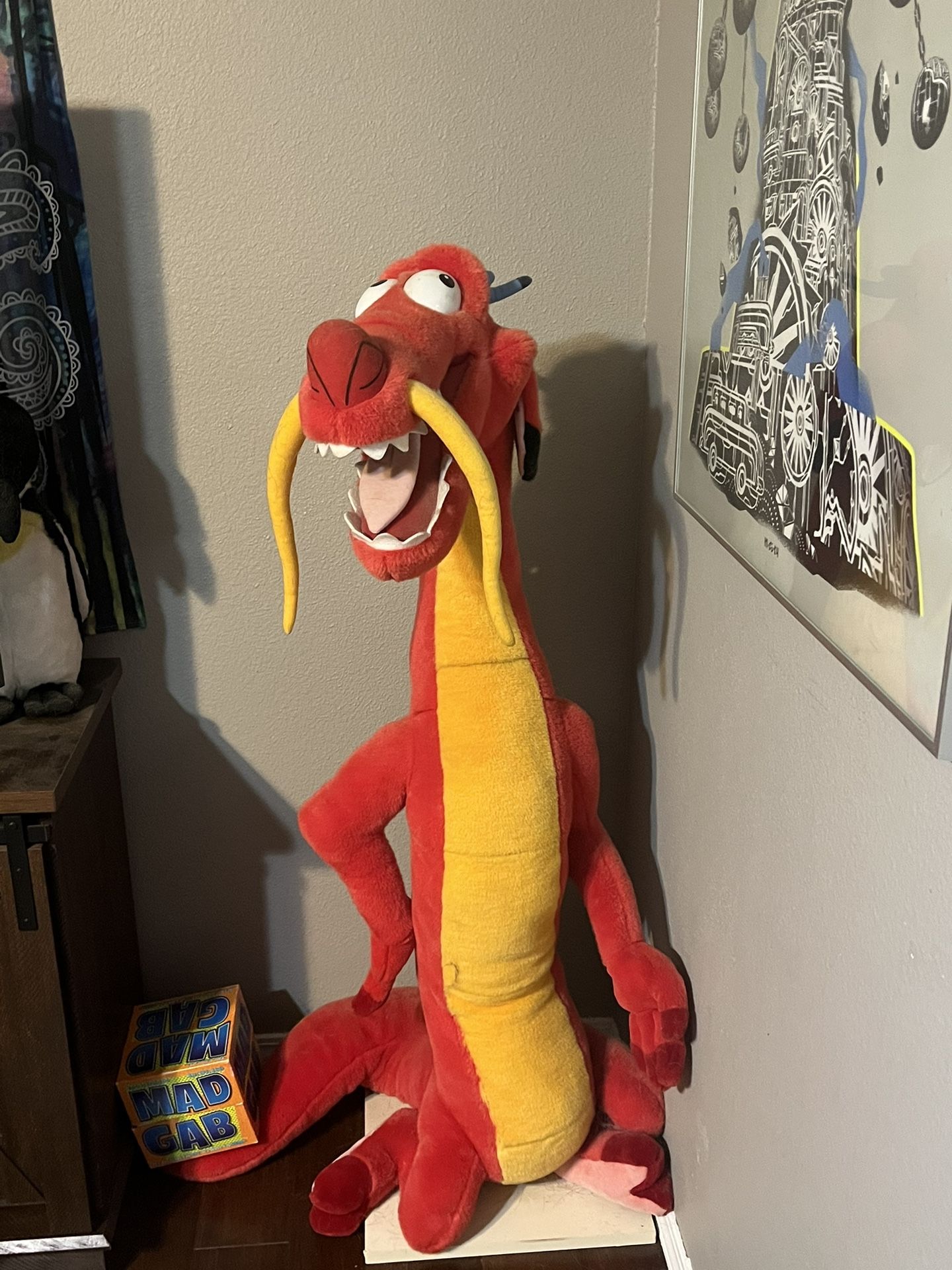 4.5ft Tall Mushu Plush Statue With Base - Disney’s Mulan