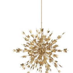 $1643 EACH + sales tax - {TWO} Farfalle 18 - Light Chandelier By Julie Neill. GOLD. Fixture:  28.75”x40”x40”. New open box inspected. MSRP $3034 each.