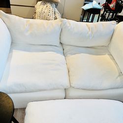 Sofa ottoman Couch 3 Piece Set - ivory White 