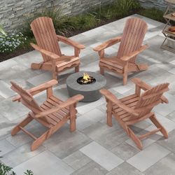 Front Porch Chair, Folding, High Back, Wide Armrests, 400 lb. Maximum Weight Capacity for Outdoor, Lawn, Poolside Use Weather Resistant Wood (Brown)  