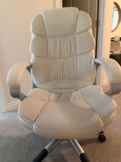 White Leather High-Back Office Chair