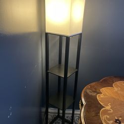 LAMP Black w/ white lampshade, $30 19082/19151 2 shelves, led light, color changing light w/ remote