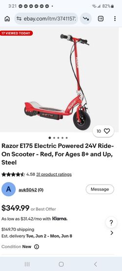 Razor E175 Electric Powered 24V Scooter (no charger but you can bring your own to test it) $100