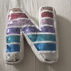 Justice Sequin Letter N Pillow