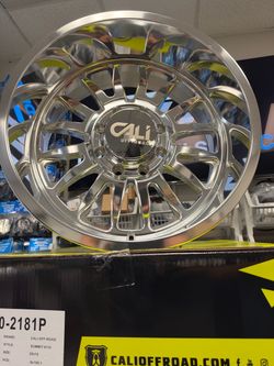 Set 4 20" Cali Off-Road Summit 20x10 Polished Milled Spokes 8x6.5 Wheels -25mm