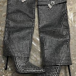 HEMLOCK-SILVER Size: 7 Silver Diamond Boots