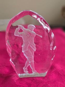 Vintage NYBRO SWEDEN Hand Made Glass Golfing Figure Sculpture 6.5"