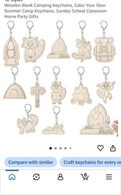 Wooden Blank Camping Keychains – 12 Styles