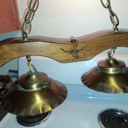Man cave bar pool table hanging light fixture Americana