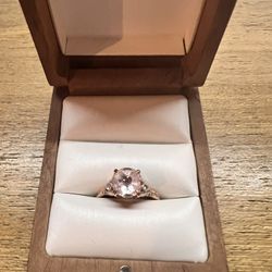 14K Rose Gold Ring With 8mm Pink Morganite And Diamond Accents 