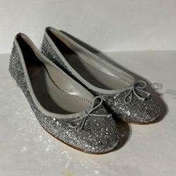 J Crew Glitter Ballet Flats Shoes Womens Size 7 Made In Italy sparkle