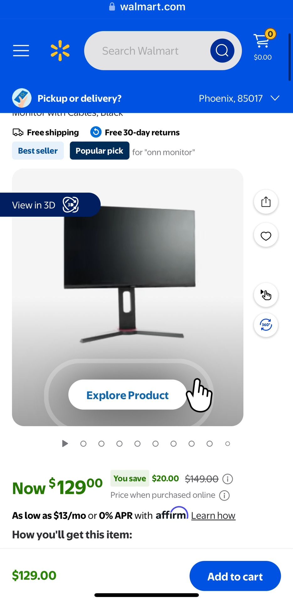 Onn. 165hz Monitor