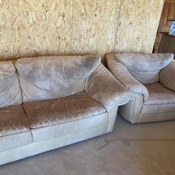 Free Tan Leather Sofa And Chair 