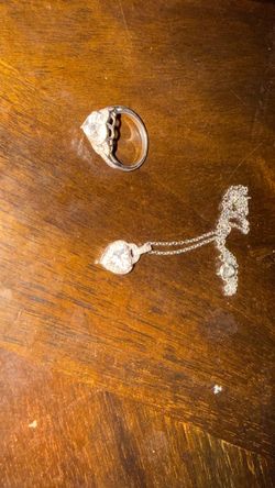 CZ diamond necklace & matching sz 6 ring