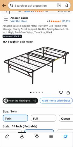 Amazon Basics Foldable Metal Platform Bed Frame Twin