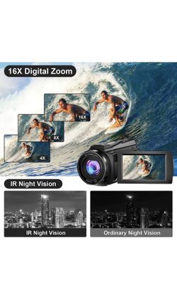 5K Video Camera Camcorder, 48MP UHD Wifi IR Night Vision Vlogging Camera  for , 16X Digital Zoom Touch Screen Vlog Camera with External