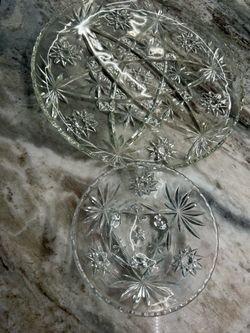 Real cut glass tray and bowl