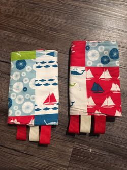 Baby carrier strap covers: teething, suck & drool pads. Nautical themed