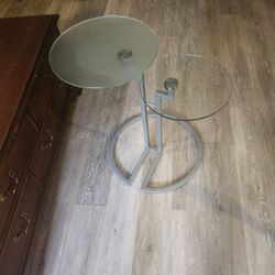 Modern round, end table glass and metal.