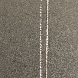 14kt White Gold 20” necklace with Diamond pendant. 3.6 grams total weight. CC Diamond logo. Lobster claw clasp.