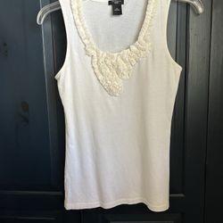 Women’s ANN TAYLOR Cotton/modal Off-White Sleeveless Pull Over Top… Size Small