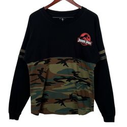 Universal Studios Jurassic Park Black Camo Long Sleeve Spirit Jersey Shirt  SMALL