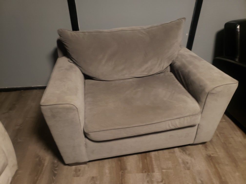 Oversize Gray Plush Chair