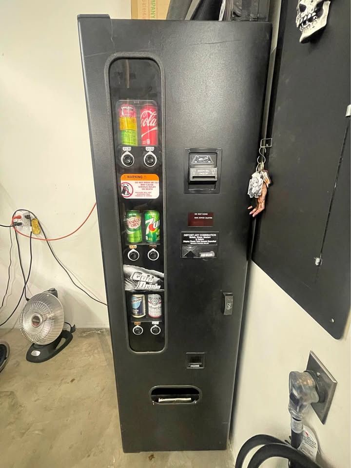 Rare Narrow Drink Vending Machine - Works Perfectly, Takes Cash & Coins