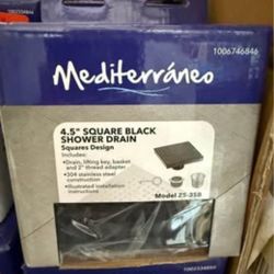 Mediterraneo 4.52 in. Black and stainless steel Square Shower Drain