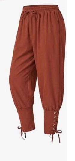 Halloween Rust Brown Lace-Up Cropped Pirate Pants