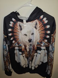 White Wolf Indigenous Graphic Hoodie