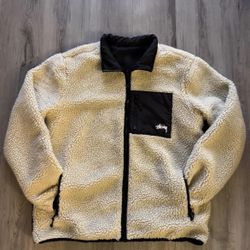 Stussy Sherpa Jacket Reversible To Rain Jacket Size L
