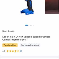 New kobalt 24v 1/2 inch hammer drill tool only