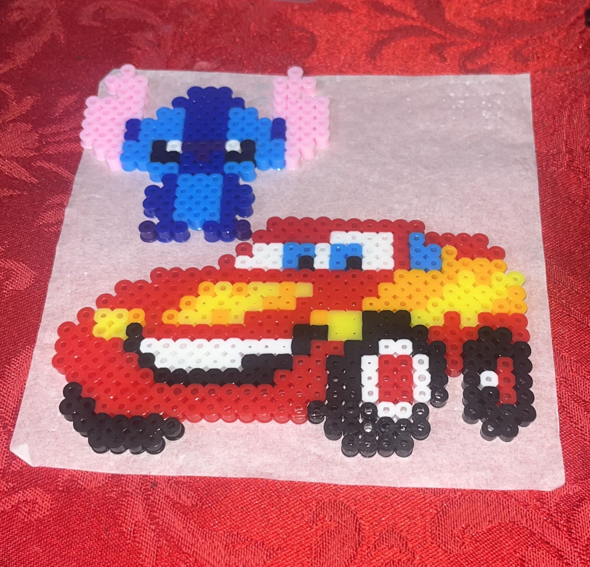 Fused Bead Figures Lightning Mcqueen/Stitch