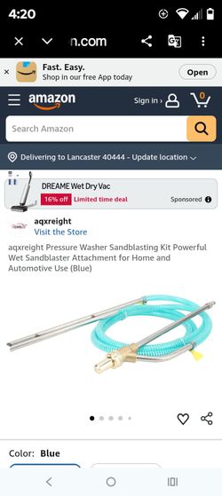 SIXRUN Pressure Washer Sandblasting Kit Wet Sandblaster Attachment Power Washer Sandblasting Nozzle with 1/4 Inch Wet Sandblaster Attachment (Blue)