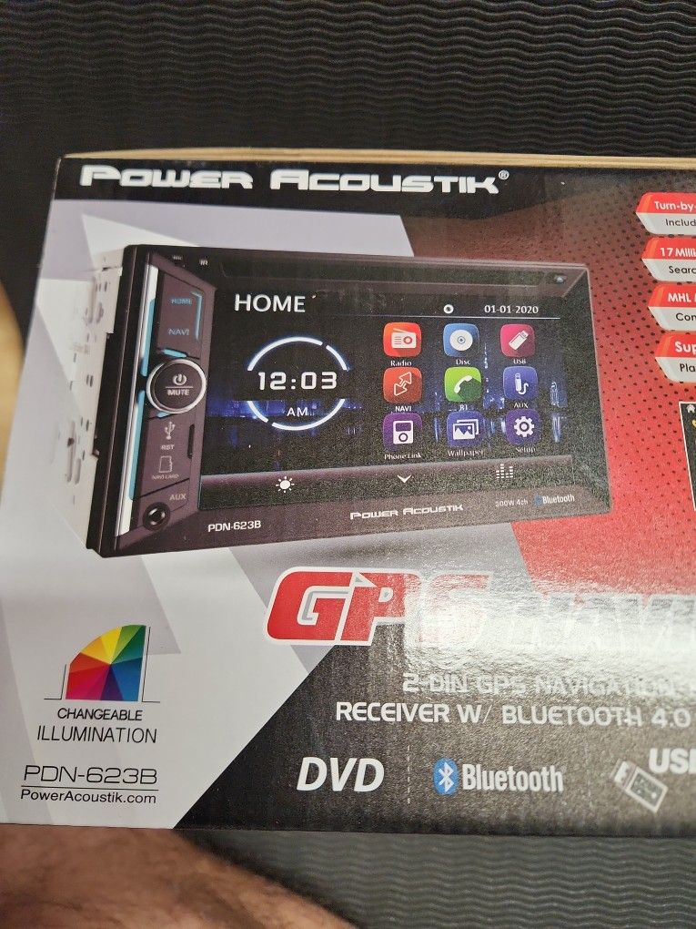 Power Acoustik PDN-623B 6.2" Double DIN DVD, CD/MP3 Car Stereo w/ Bluetooth & GPS Navigation