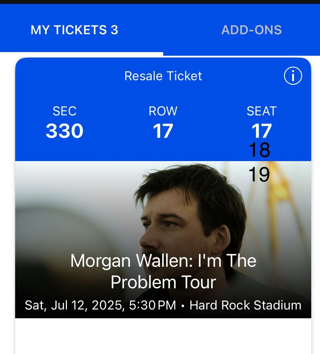 Morgan Wallen Tickets Hard Rock Stadium I’m The Problem Tour