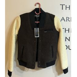 Brand new Retro Members Only Fleece Bomber-Size S  Retro teddy bear fleece Members Only bomber jacket. Elastic neckline, waist and wrist cuff. Solid b