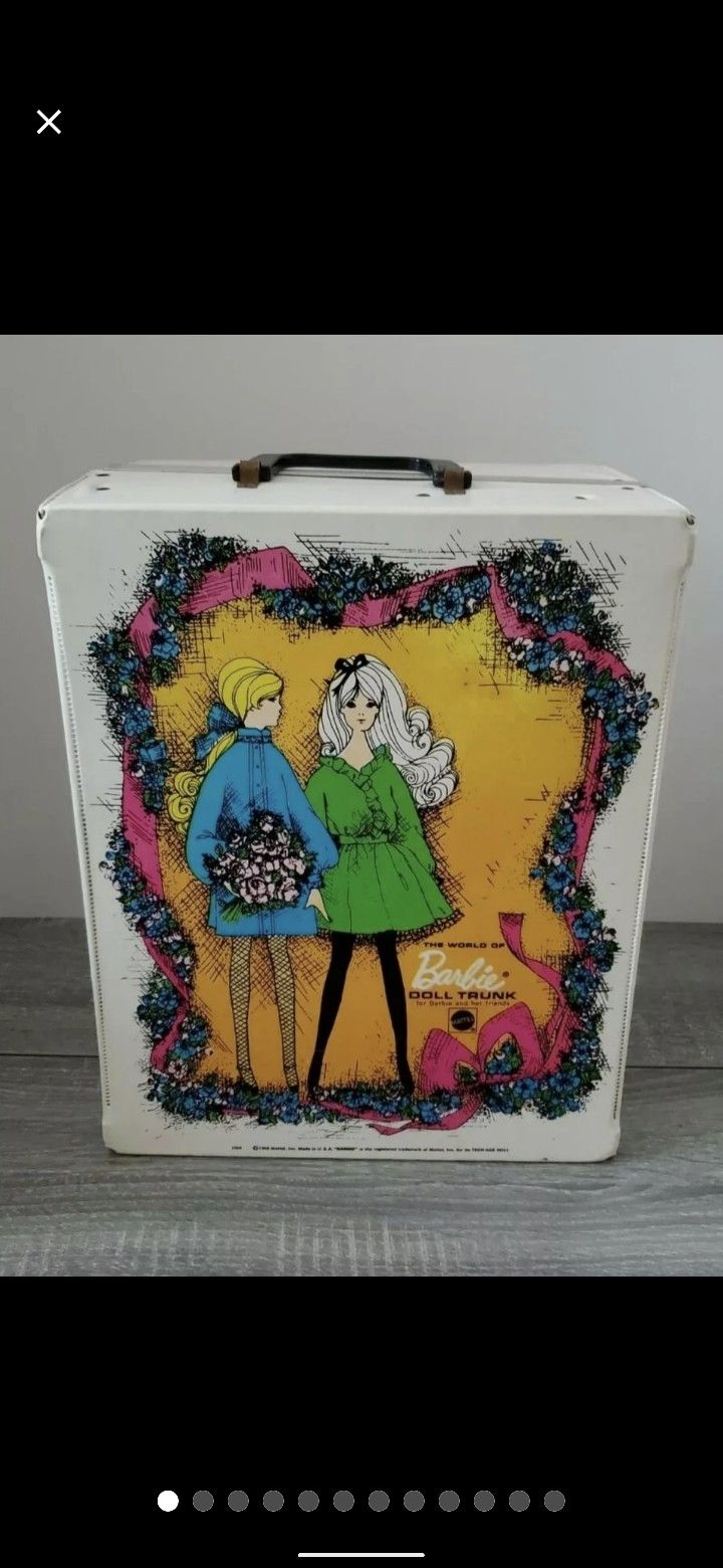 1968 Vintage Barbie Doll Trunk Double Sided Case w/ Dolls 1966, Clothes & Accessories 