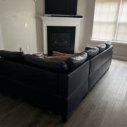 Blue Leather Sectional