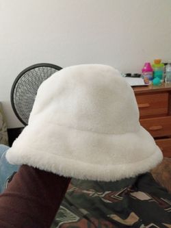Furry White Bucket Hat