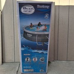 Bestway Fast Set 15’ x 42” Round Inflatable Pool Set