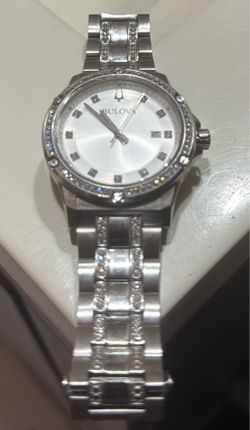 Bulova Crystal Stainless Steel Watch For Sale