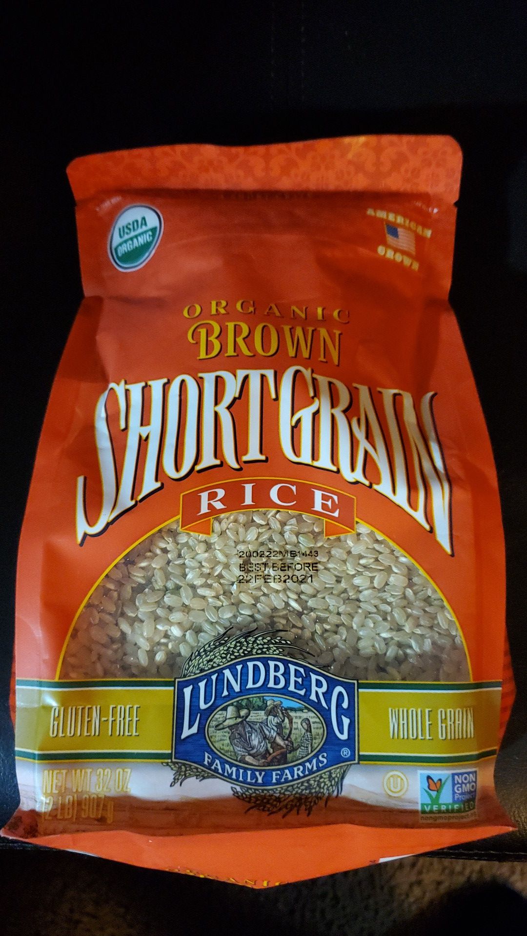 Lundberg organic brown short grain rice best before February 2021 1 / 2 lb bag $2