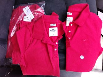 NEW Red Girl's Stretch Hollister Uniform Shirts